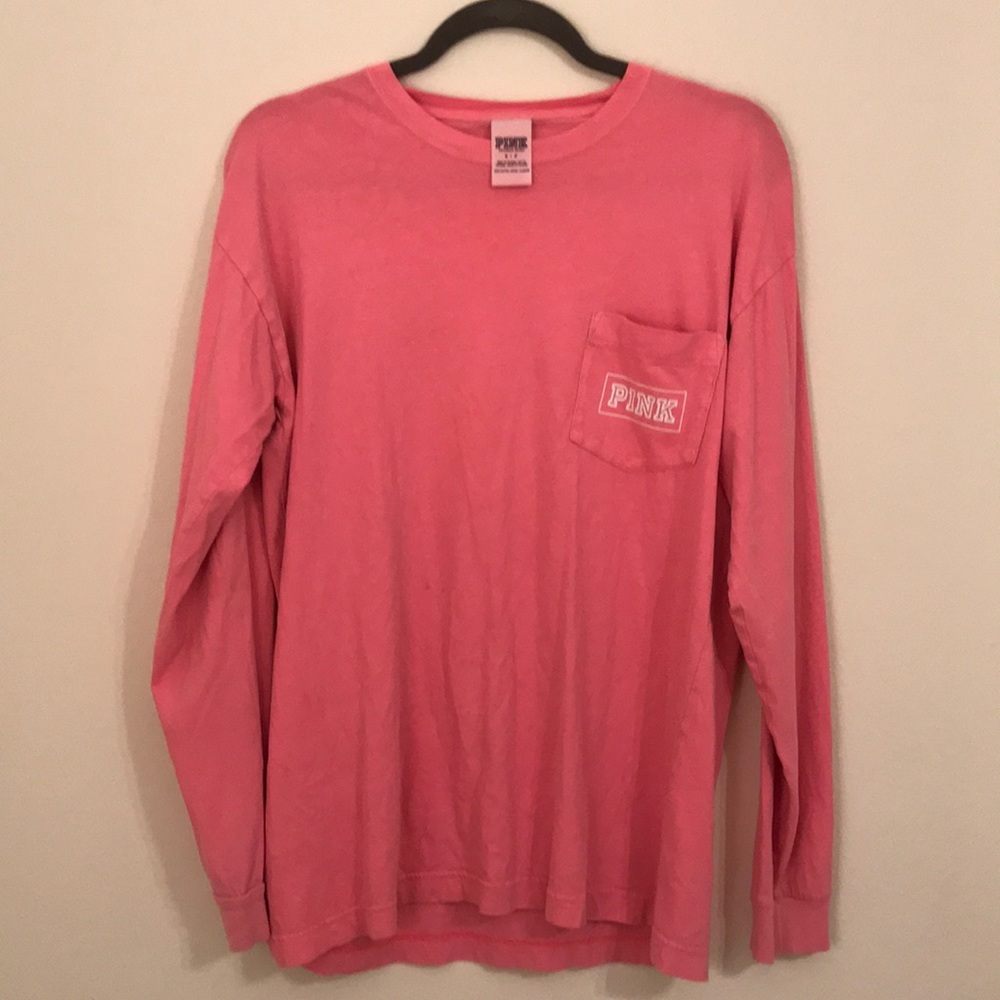 hot pink victoria’s secret pink long sleeve shirt